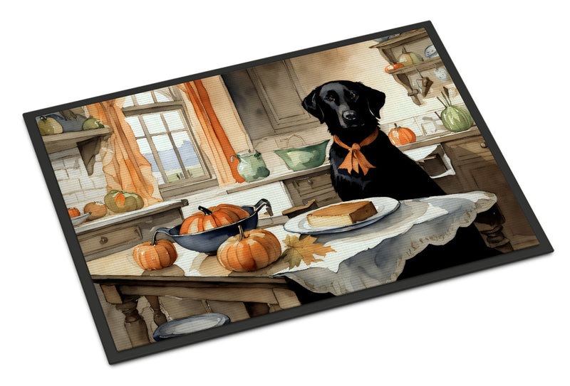 Black Lab Fall Kitchen Pumpkins Doormat 18x27