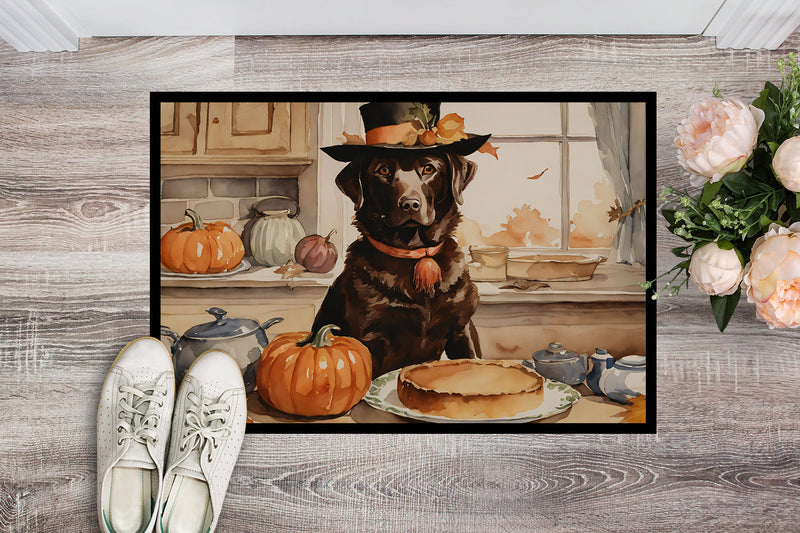 Chocolate Lab Fall Kitchen Pumpkins Indoor or Outdoor Mat 24x36