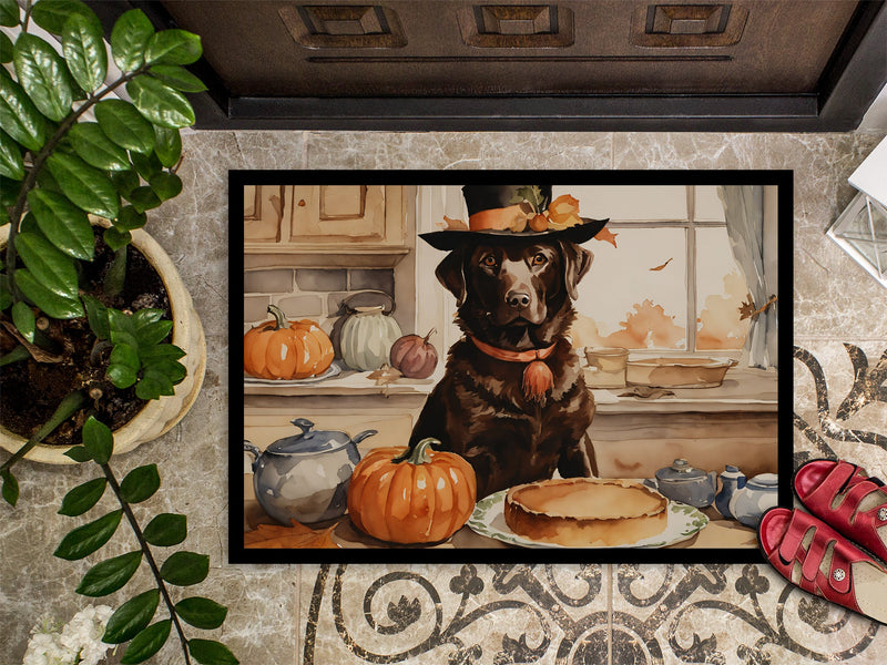 Chocolate Lab Fall Kitchen Pumpkins Indoor or Outdoor Mat 24x36