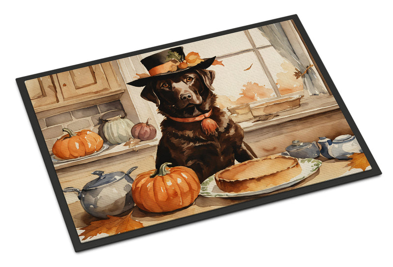 Chocolate Lab Fall Kitchen Pumpkins Indoor or Outdoor Mat 24x36