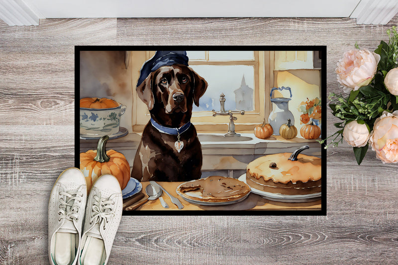 Chocolate Lab Fall Kitchen Pumpkins Indoor or Outdoor Mat 24x36