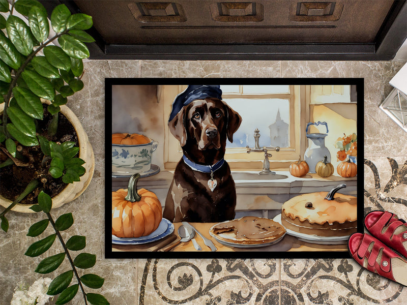 Chocolate Lab Fall Kitchen Pumpkins Indoor or Outdoor Mat 24x36