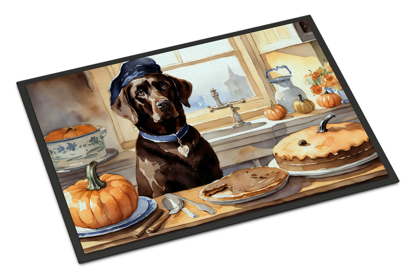 Chocolate Lab Fall Kitchen Pumpkins Indoor or Outdoor Mat 24x36