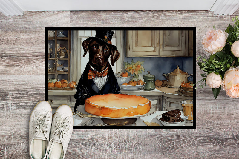 Chocolate Lab Fall Kitchen Pumpkins Indoor or Outdoor Mat 24x36