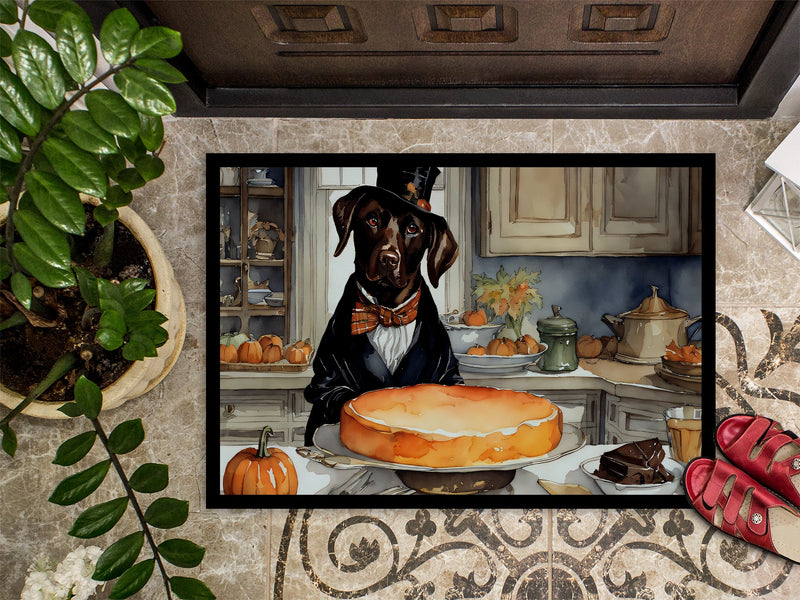 Chocolate Lab Fall Kitchen Pumpkins Indoor or Outdoor Mat 24x36