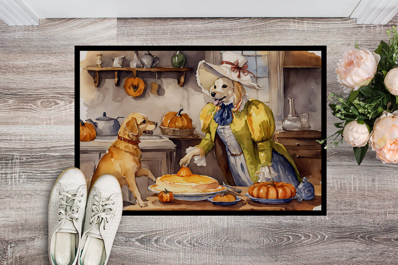 Yellow Lab Fall Kitchen Pumpkins Indoor or Outdoor Mat 24x36