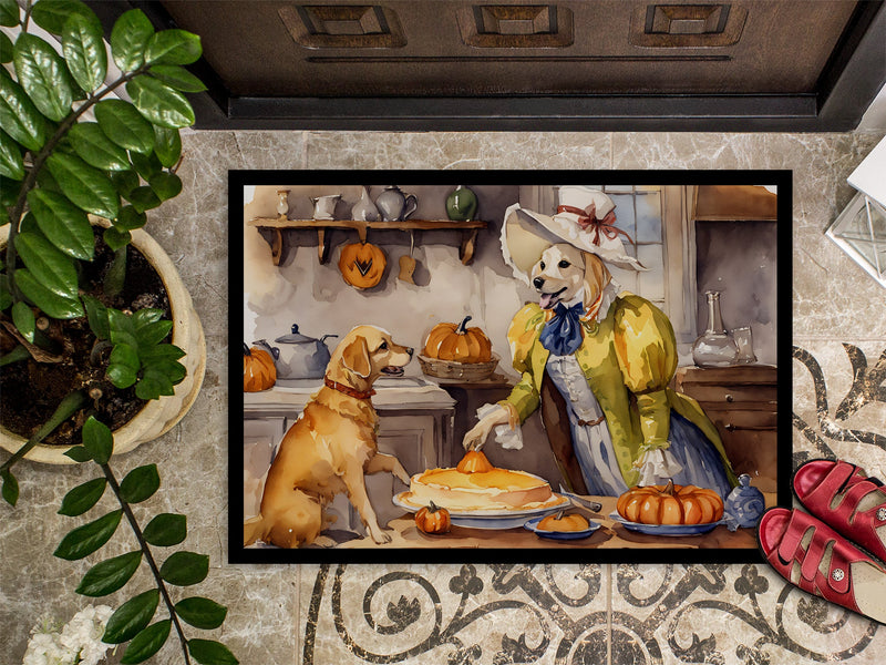 Yellow Lab Fall Kitchen Pumpkins Indoor or Outdoor Mat 24x36