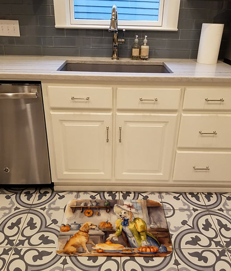 Yellow Lab Fall Kitchen Pumpkins Memory Foam Kitchen Mat