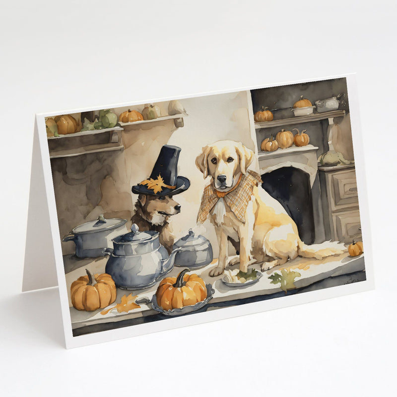 Yellow Lab Fall Kitchen Pumpkins Greeting Cards and Envelopes Pack of 8