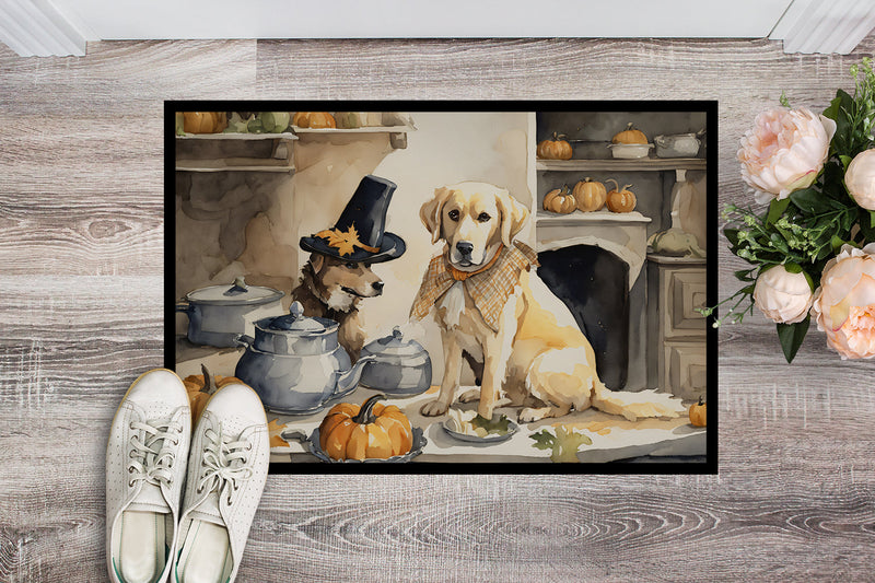 Yellow Lab Fall Kitchen Pumpkins Indoor or Outdoor Mat 24x36