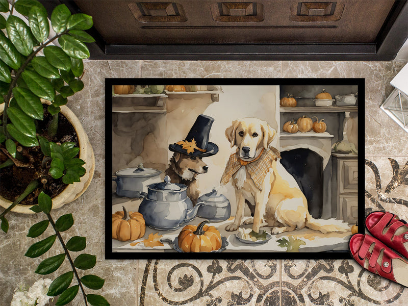 Yellow Lab Fall Kitchen Pumpkins Indoor or Outdoor Mat 24x36