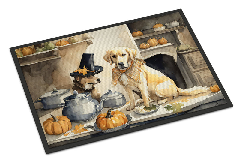 Yellow Lab Fall Kitchen Pumpkins Indoor or Outdoor Mat 24x36