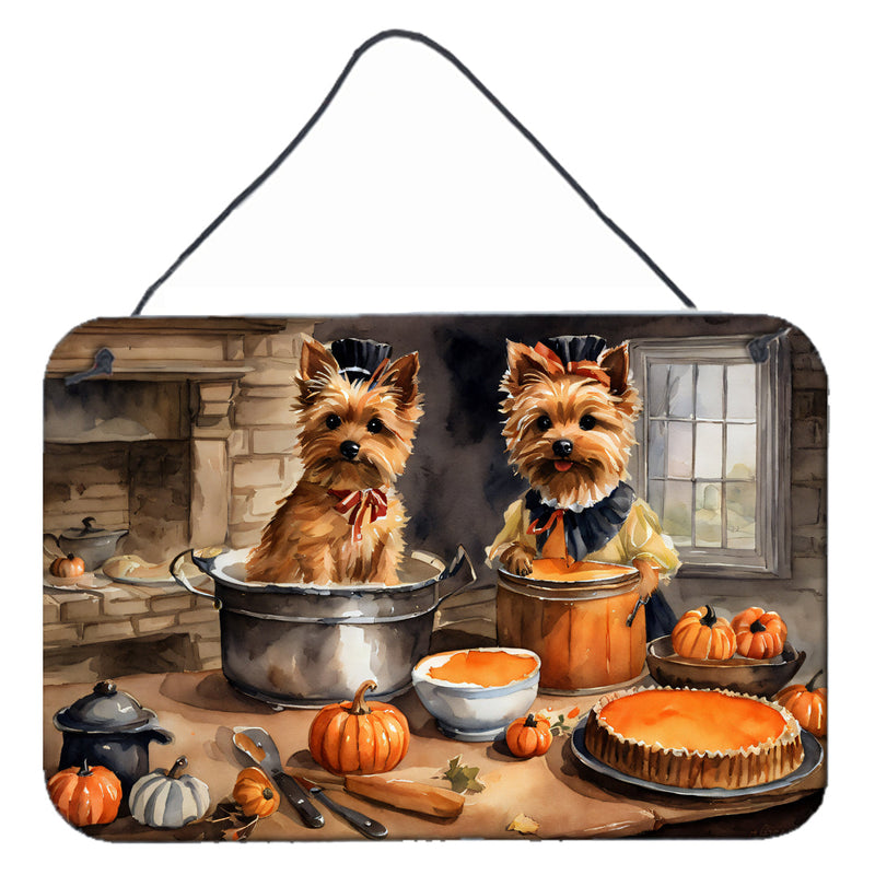 Norwich Terrier Fall Kitchen Pumpkins Wall or Door Hanging Prints