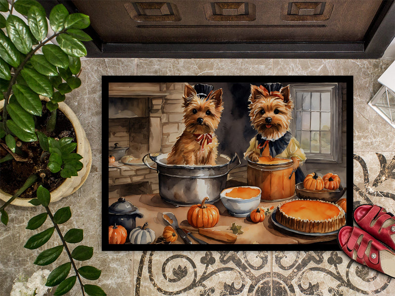 Norwich Terrier Fall Kitchen Pumpkins Doormat 18x27