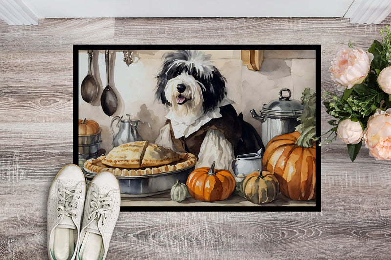 Old English Sheepdog Fall Kitchen Pumpkins Indoor or Outdoor Mat 24x36