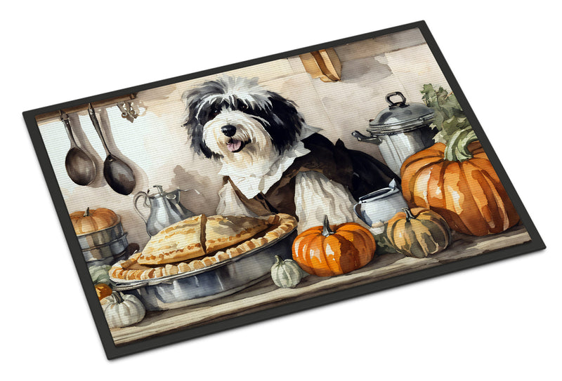 Old English Sheepdog Fall Kitchen Pumpkins Indoor or Outdoor Mat 24x36