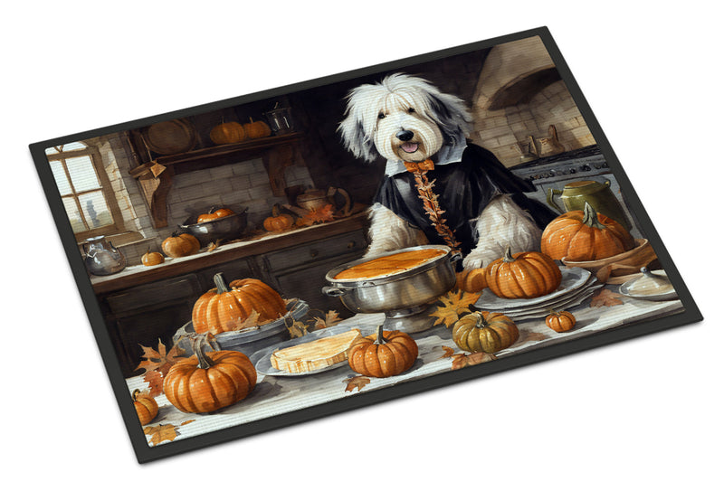 Old English Sheepdog Fall Kitchen Pumpkins Indoor or Outdoor Mat 24x36