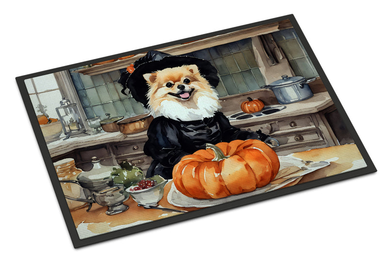 Pomeranian Fall Kitchen Pumpkins Indoor or Outdoor Mat 24x36