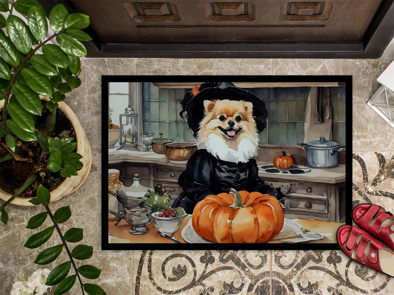 Pomeranian Fall Kitchen Pumpkins Doormat 18x27