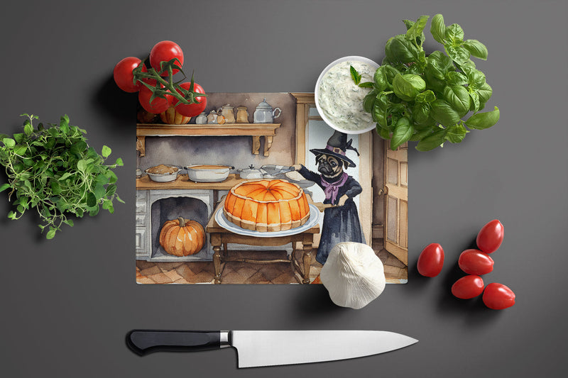 Pug Fall Kitchen Pumpkins Glass Cutting Boards – Durable, Decorative Kitchen Art Large