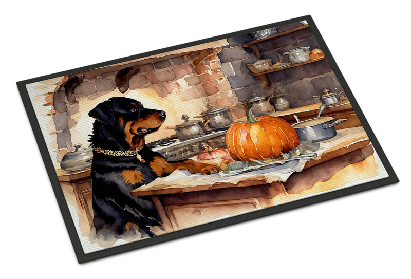 Rottweiler Fall Kitchen Pumpkins Indoor or Outdoor Mat 24x36