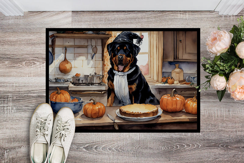 Rottweiler Fall Kitchen Pumpkins Indoor or Outdoor Mat 24x36