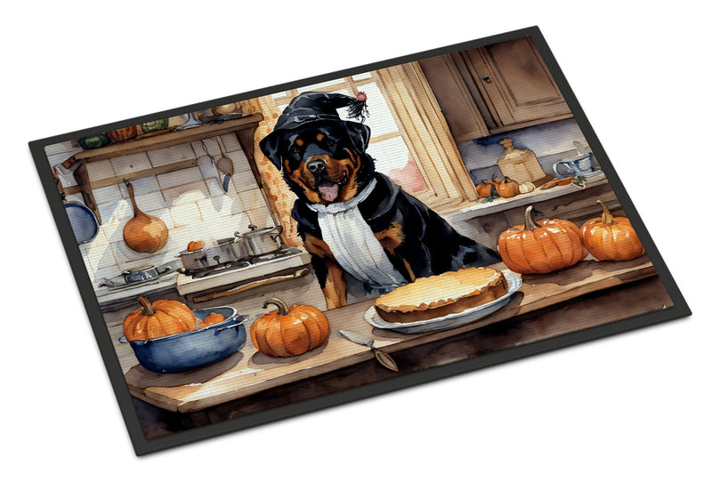 Rottweiler Fall Kitchen Pumpkins Indoor or Outdoor Mat 24x36