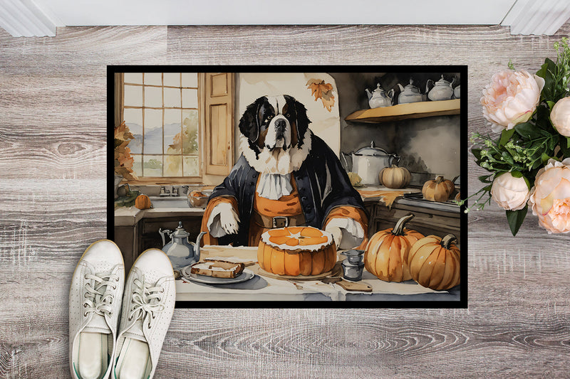 Saint Bernard Fall Kitchen Pumpkins Indoor or Outdoor Mat 24x36