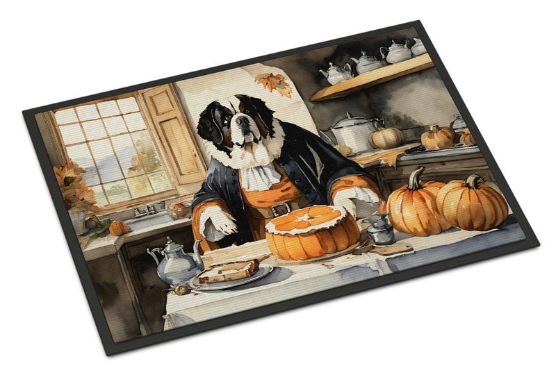 Saint Bernard Fall Kitchen Pumpkins Indoor or Outdoor Mat 24x36