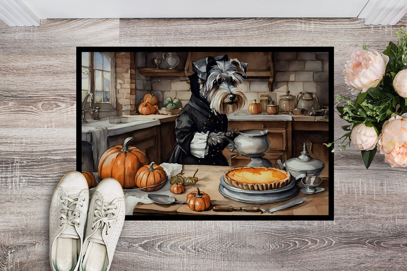 Schnauzer Fall Kitchen Pumpkins Indoor or Outdoor Mat 24x36