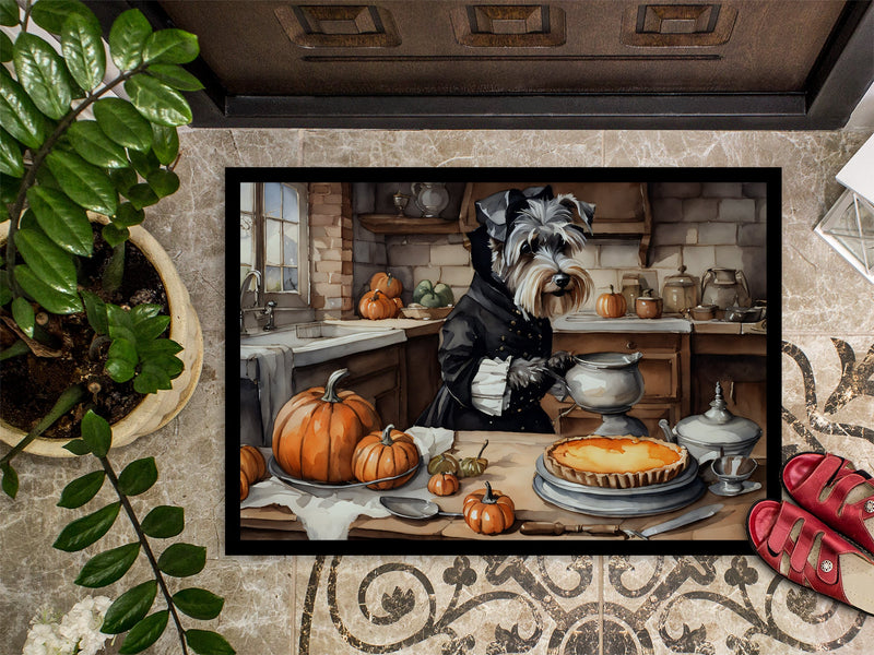 Schnauzer Fall Kitchen Pumpkins Indoor or Outdoor Mat 24x36