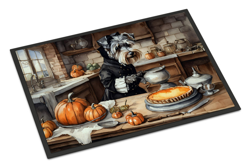 Schnauzer Fall Kitchen Pumpkins Indoor or Outdoor Mat 24x36