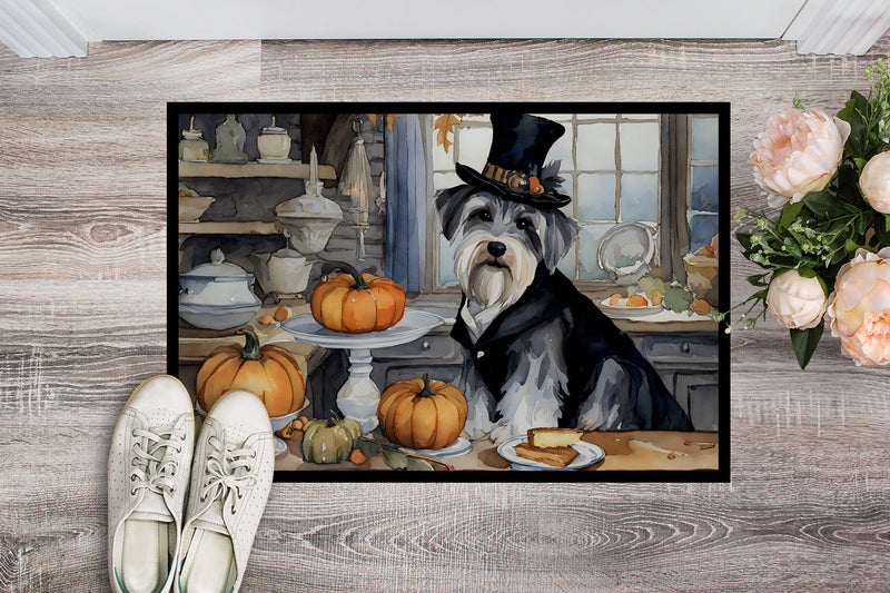 Schnauzer Fall Kitchen Pumpkins Indoor or Outdoor Mat 24x36