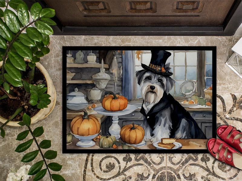 Schnauzer Fall Kitchen Pumpkins Indoor or Outdoor Mat 24x36