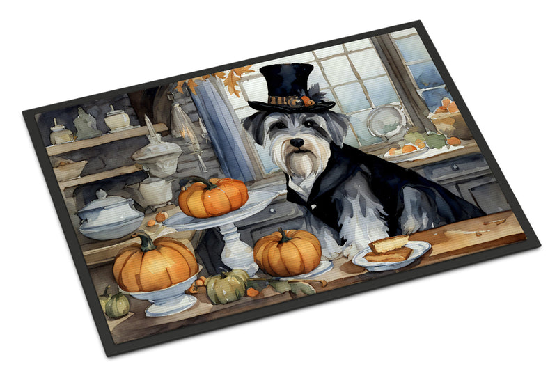 Schnauzer Fall Kitchen Pumpkins Indoor or Outdoor Mat 24x36