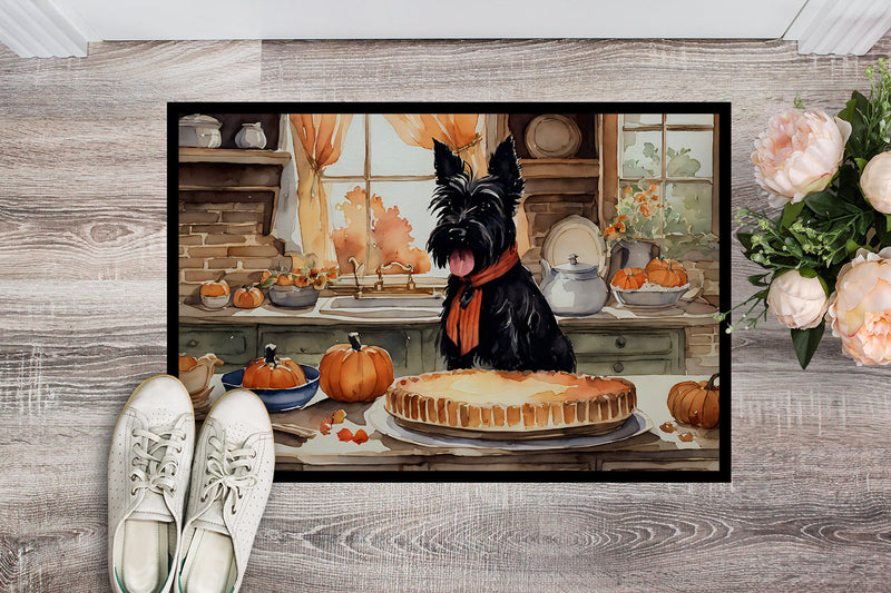 Scottish Terrier Fall Kitchen Pumpkins Indoor or Outdoor Mat 24x36