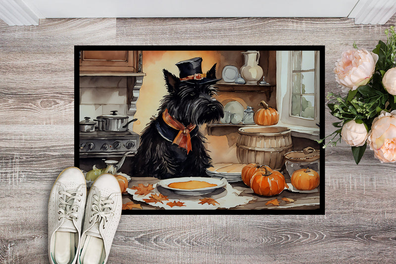 Scottish Terrier Fall Kitchen Pumpkins Indoor or Outdoor Mat 24x36