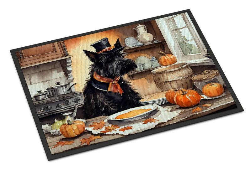 Scottish Terrier Fall Kitchen Pumpkins Indoor or Outdoor Mat 24x36