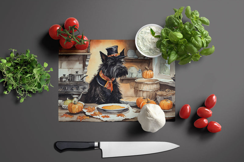 Scottish Terrier Fall Kitchen Pumpkins Glass Cutting Boards – Durable, Decorative Kitchen Art Large