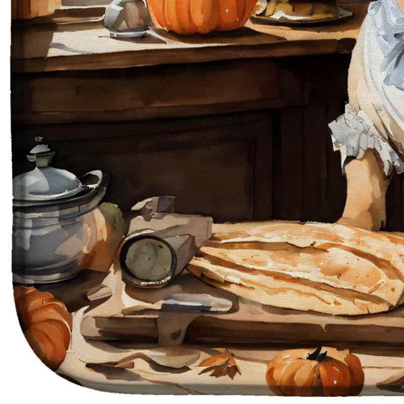Shar Pei Fall Kitchen Pumpkins Dish Drying Mat