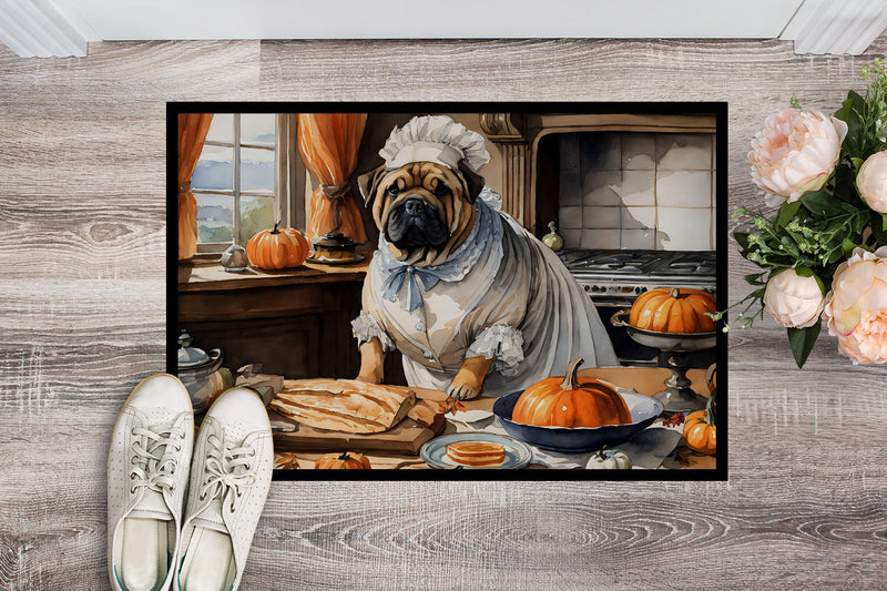 Shar Pei Fall Kitchen Pumpkins Indoor or Outdoor Mat 24x36