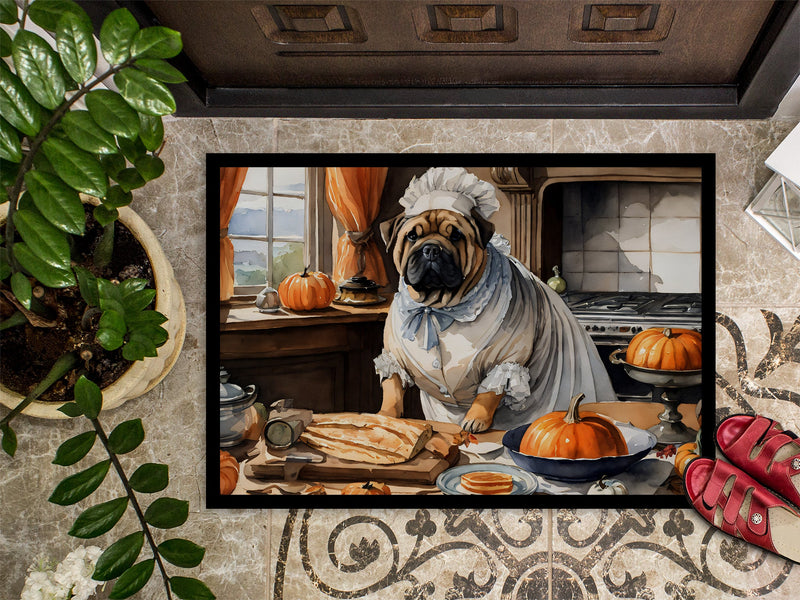 Shar Pei Fall Kitchen Pumpkins Indoor or Outdoor Mat 24x36