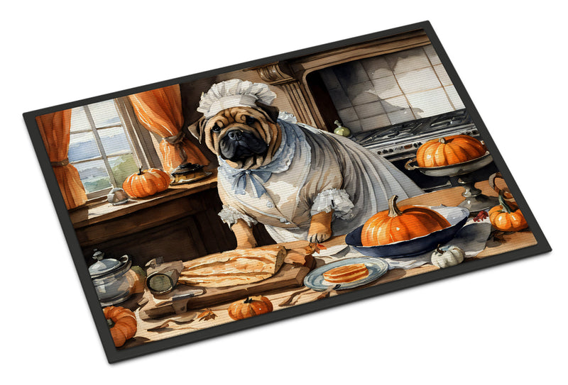 Shar Pei Fall Kitchen Pumpkins Indoor or Outdoor Mat 24x36