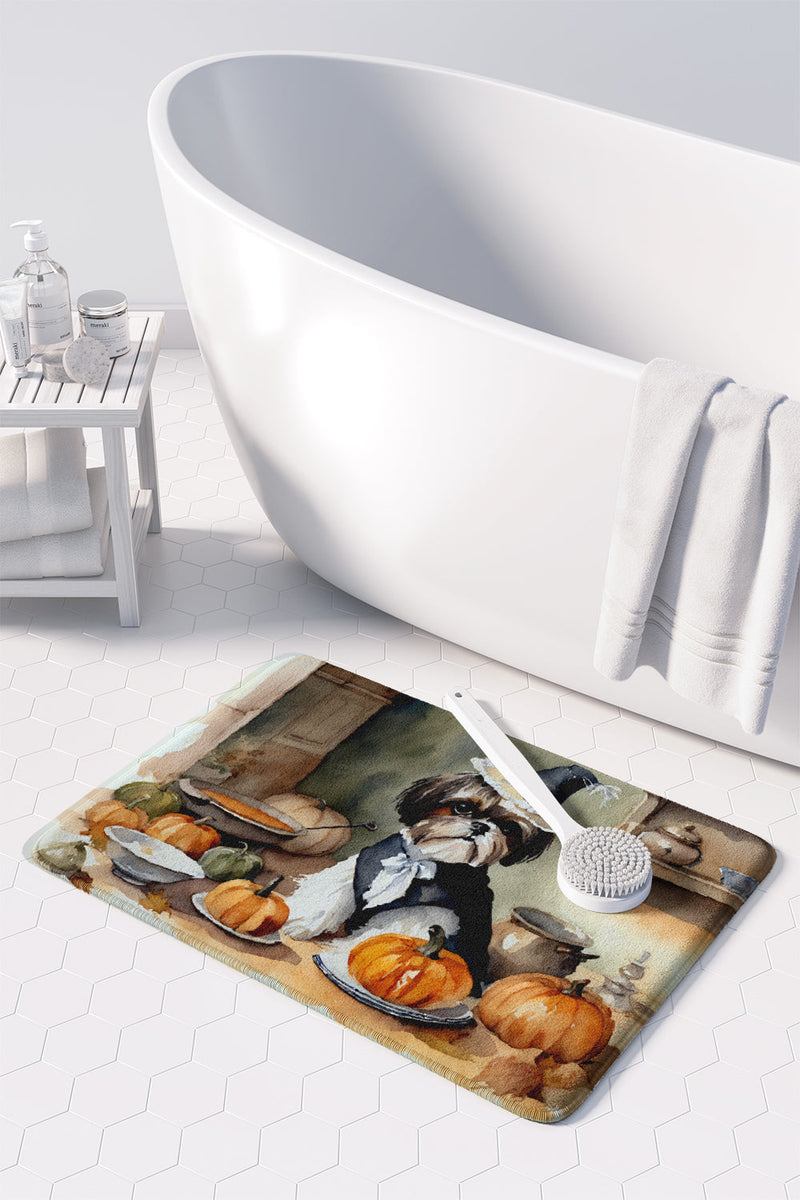 Shih Tzu Fall Kitchen Pumpkins Memory Foam Kitchen Mat