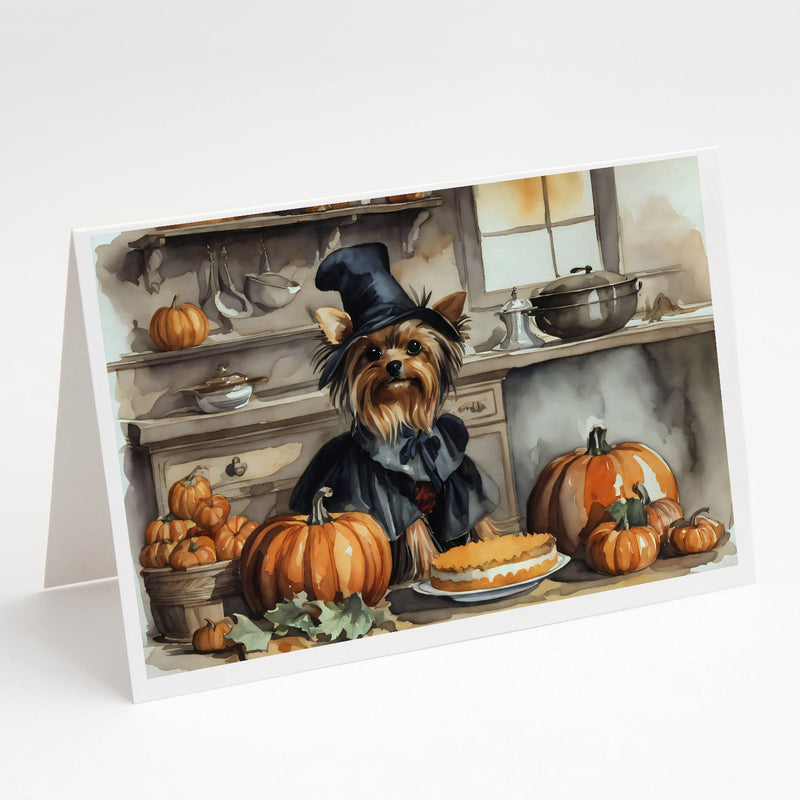 Yorkie Fall Kitchen Pumpkins Greeting Cards and Envelopes Pack of 8