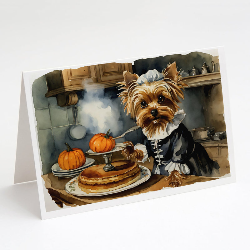 Yorkie Fall Kitchen Pumpkins Greeting Cards and Envelopes Pack of 8