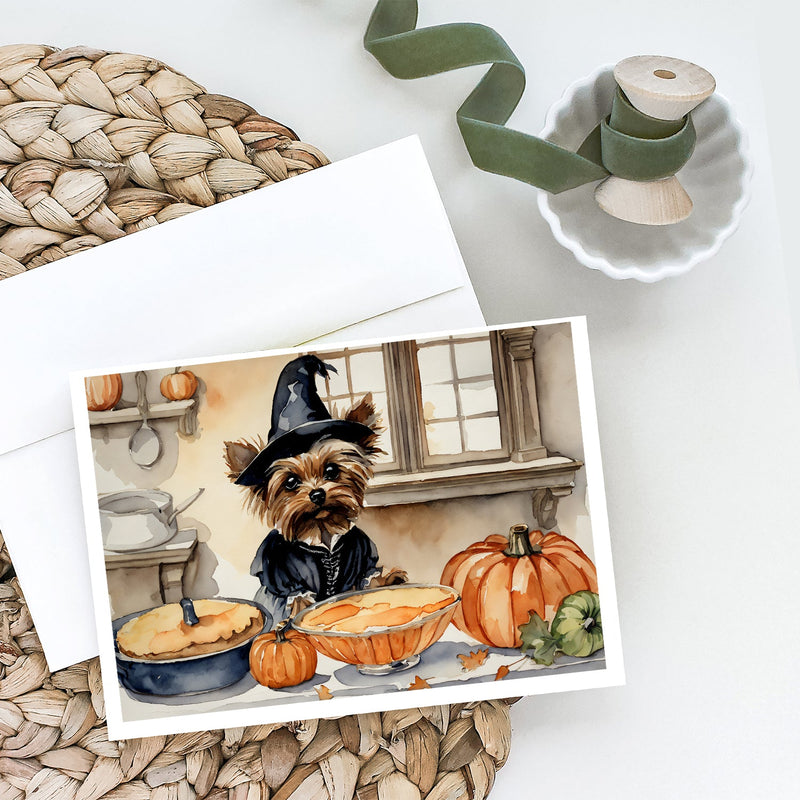 Yorkie Fall Kitchen Pumpkins Greeting Cards and Envelopes Pack of 8