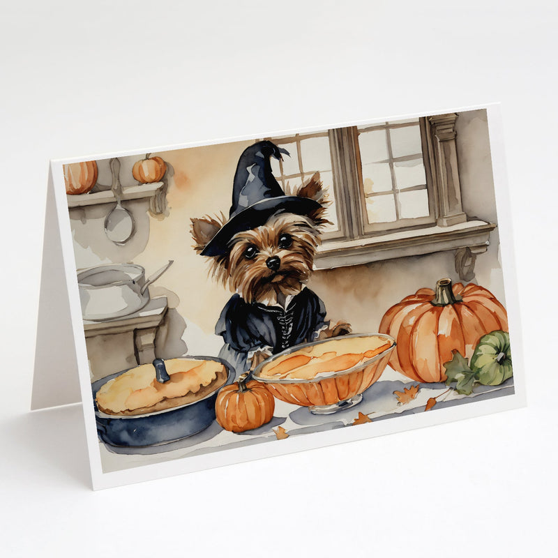 Yorkie Fall Kitchen Pumpkins Greeting Cards and Envelopes Pack of 8