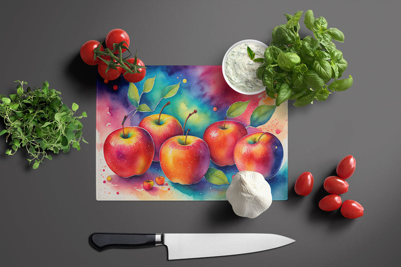 Colorful Apples Glass Cutting Boards – Durable, Decorative Kitchen Art Large