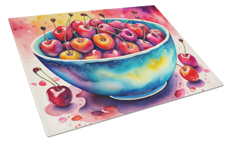 Colorful Cherries Glass Cutting Boards – Durable, Decorative Kitchen Art Large